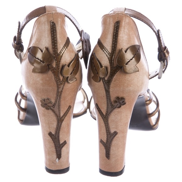 Prada Leather Square Toe Ankle Strap Sandals - Picture 5 of 5